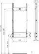 Duschplatz-Element von Ideal Standard mit Skizze. Maße und Positionen für Installation erkenntlich, einschließlich Verbindungen und Anordnung der Kopfbrause.